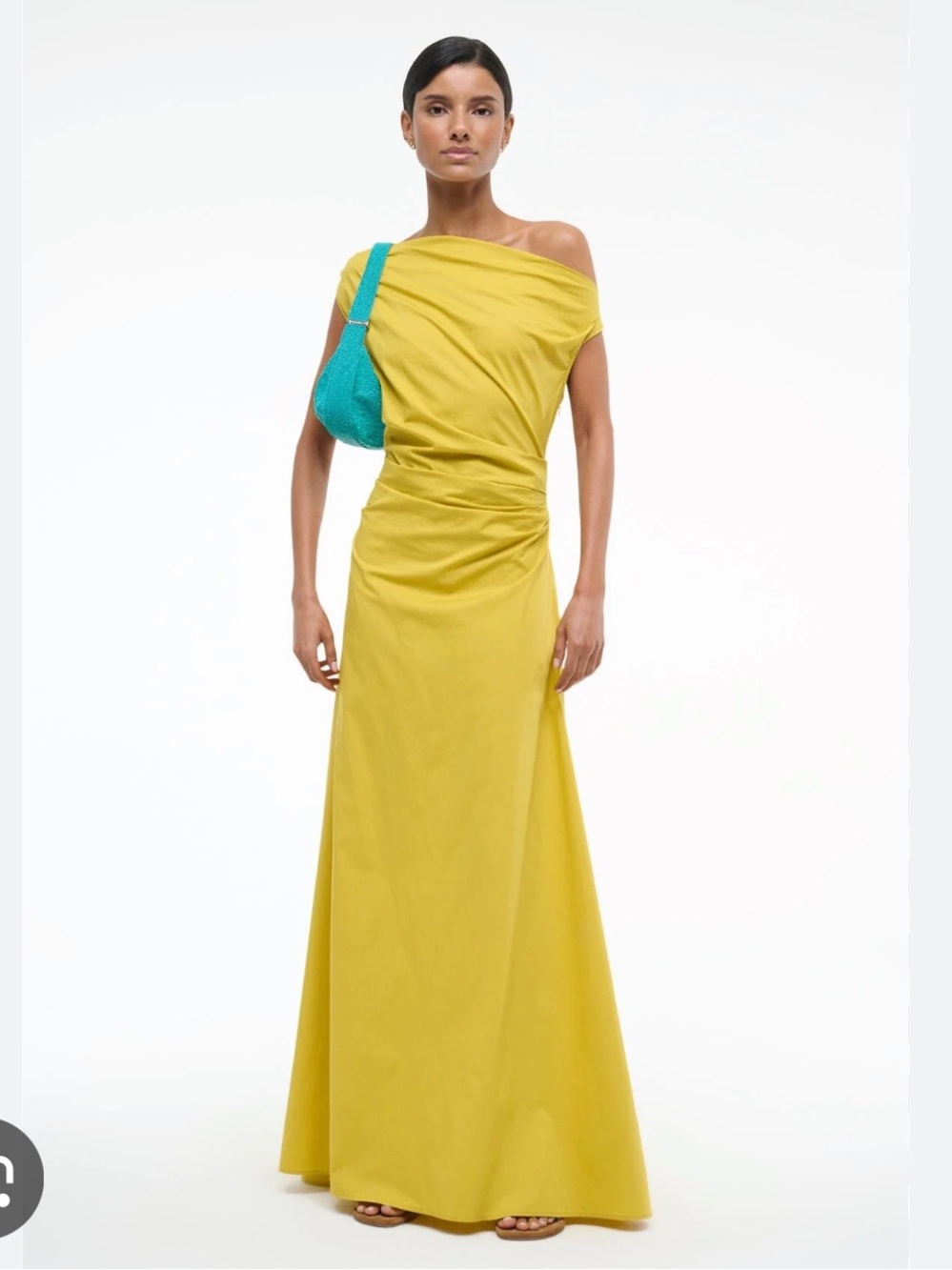 STAUD Chartreuse One-Shoulder Maxi Dress